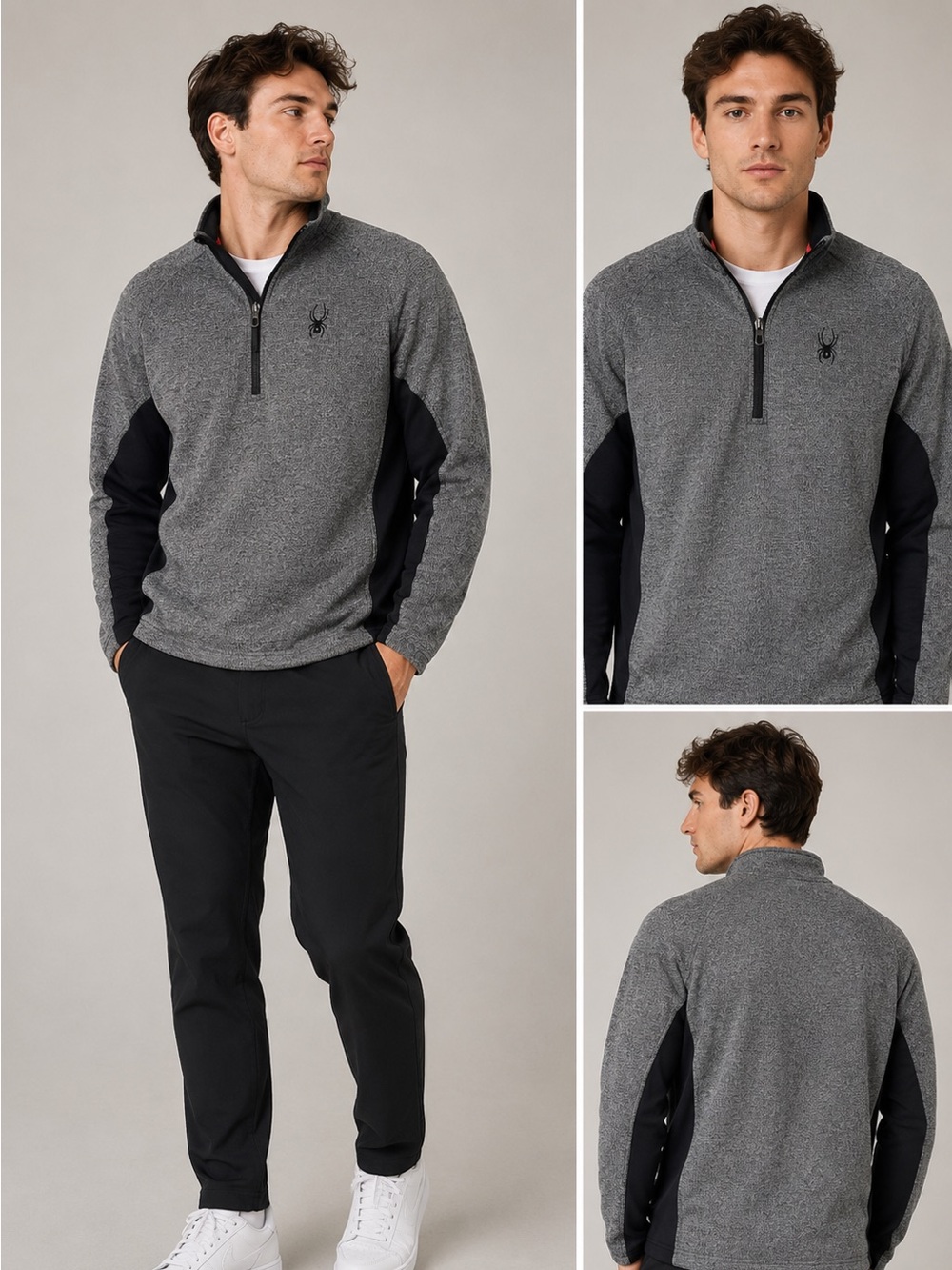 Spyder Gray and Black Half-Zip Pullover sweater knit sweatshirt ski hiking sport